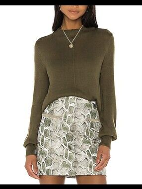 Revole Ollie Olive Green Song of Style High neck Wool Pintuck Sweater Small
